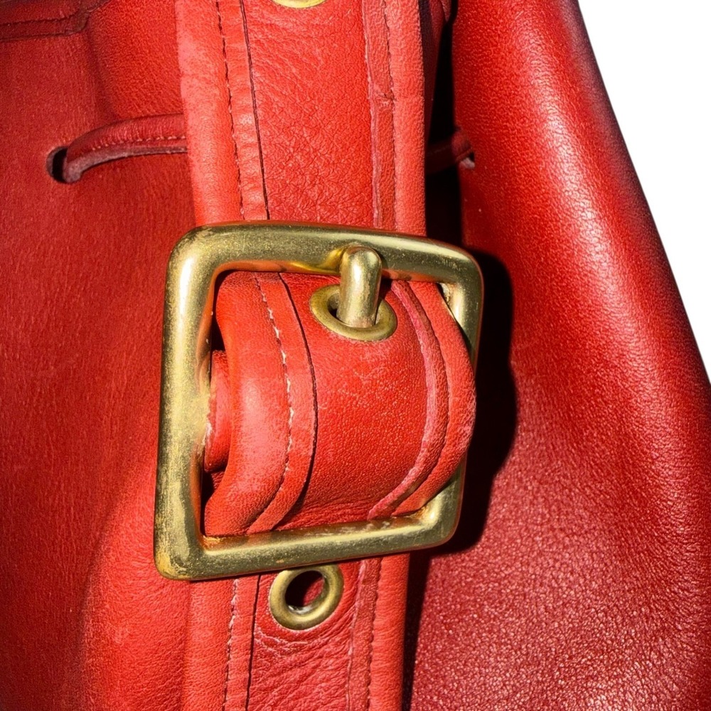 Coach 9952 Bucket Bag Women Red Vintage Leather Drawstring USA Made - Picture 8 of 14